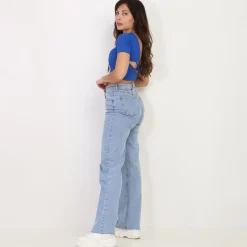 Discount La Modeuse Crop top dos nu à lanières croisées Bleu