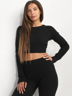 New La Modeuse Crop top dos nu avec liens Noir