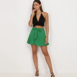 New La Modeuse Crop top en crochet à volants Noir