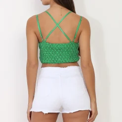 Discount La Modeuse Crop top style bralette en broderie Vert