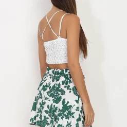 Discount La Modeuse Crop top style bralette en broderie Blanc