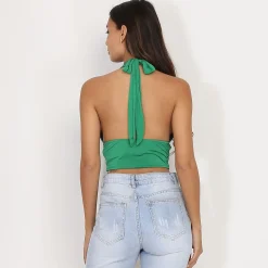 Hot La Modeuse Crop-top avec décolleté échancrée Vert