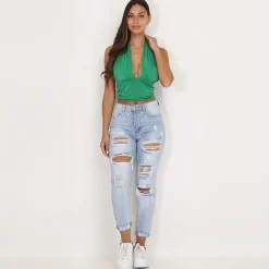 Hot La Modeuse Crop-top avec décolleté échancrée Vert