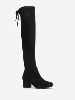 Discount La Modeuse Cuissardes à petit talon et cordon Noir