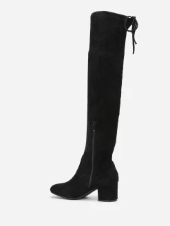 Discount La Modeuse Cuissardes à petit talon et cordon Noir