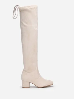 Clearance La Modeuse Cuissardes à petit talon et cordon Beige