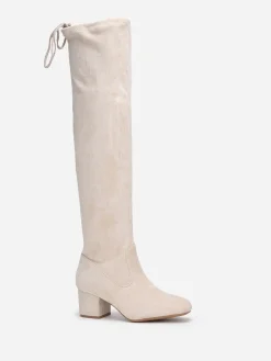 Clearance La Modeuse Cuissardes à petit talon et cordon Beige