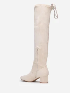 Clearance La Modeuse Cuissardes à petit talon et cordon Beige