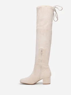 Clearance La Modeuse Cuissardes à petit talon et cordon Beige