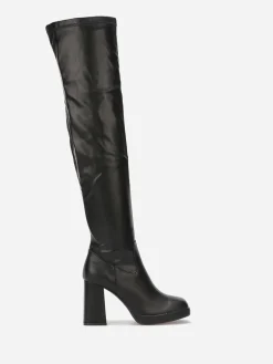 Clearance La Modeuse Cuissardes à talon et bout carrés Noir