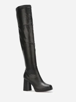 Clearance La Modeuse Cuissardes à talon et bout carrés Noir