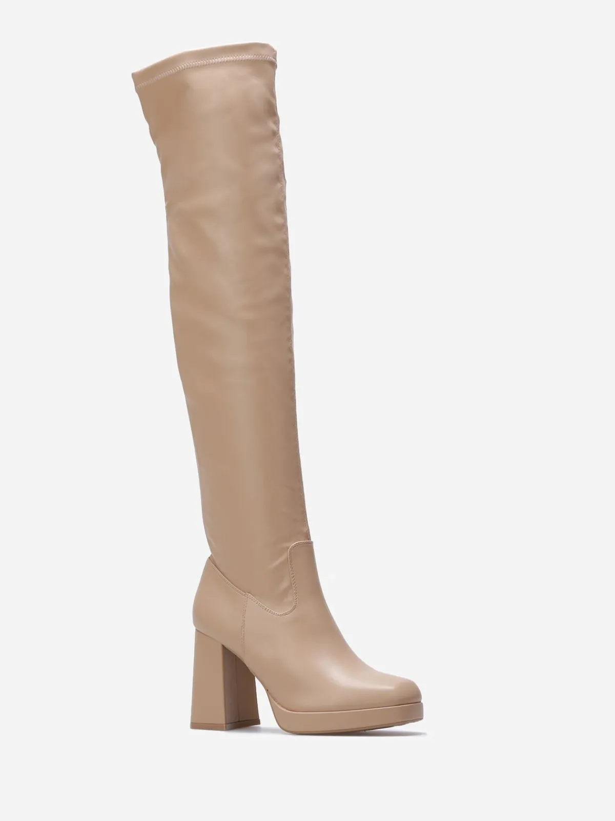 New La Modeuse Cuissardes à talon et bout carrés Taupe