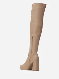 New La Modeuse Cuissardes à talon et bout carrés Taupe