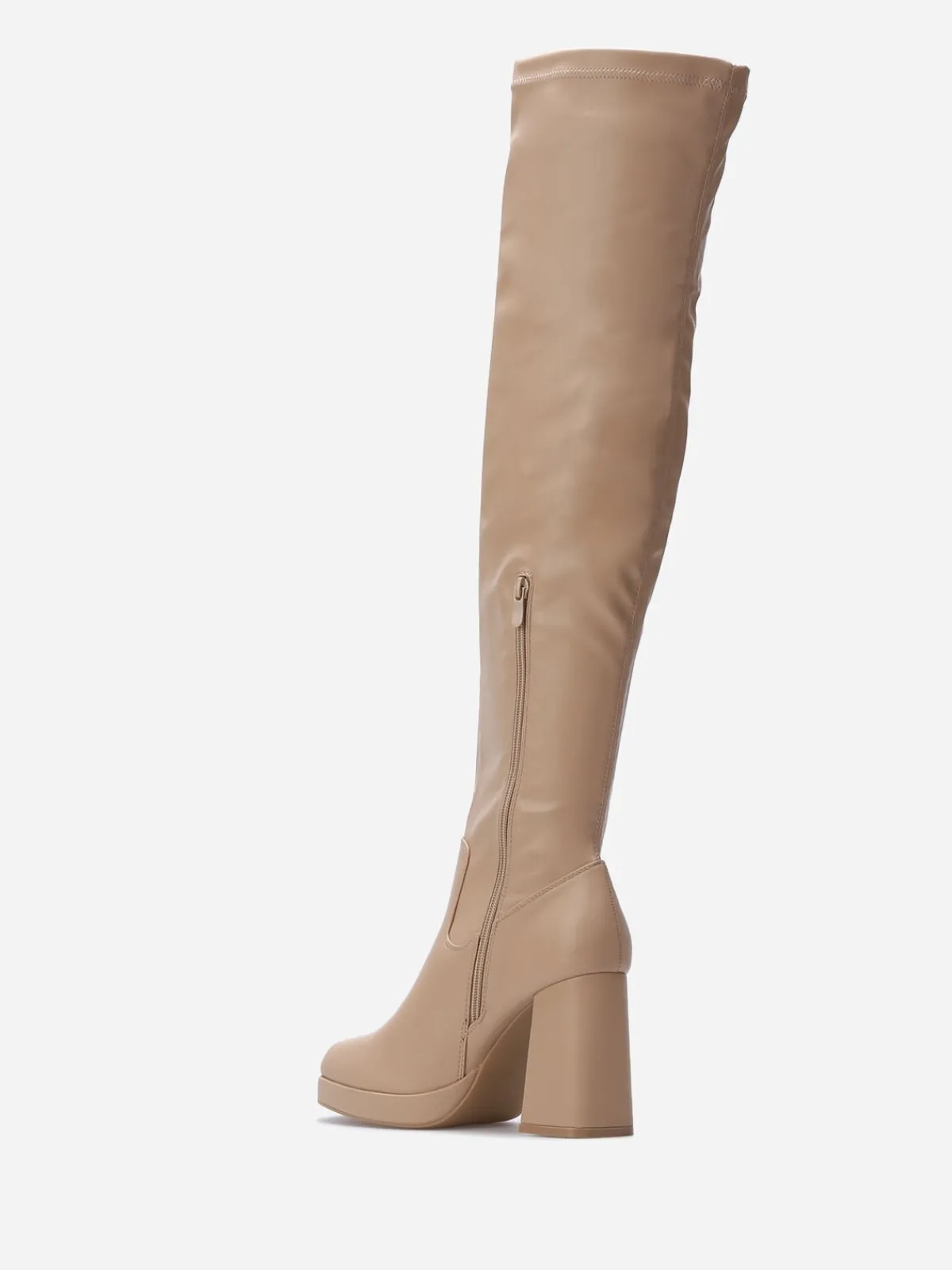 New La Modeuse Cuissardes à talon et bout carrés Taupe