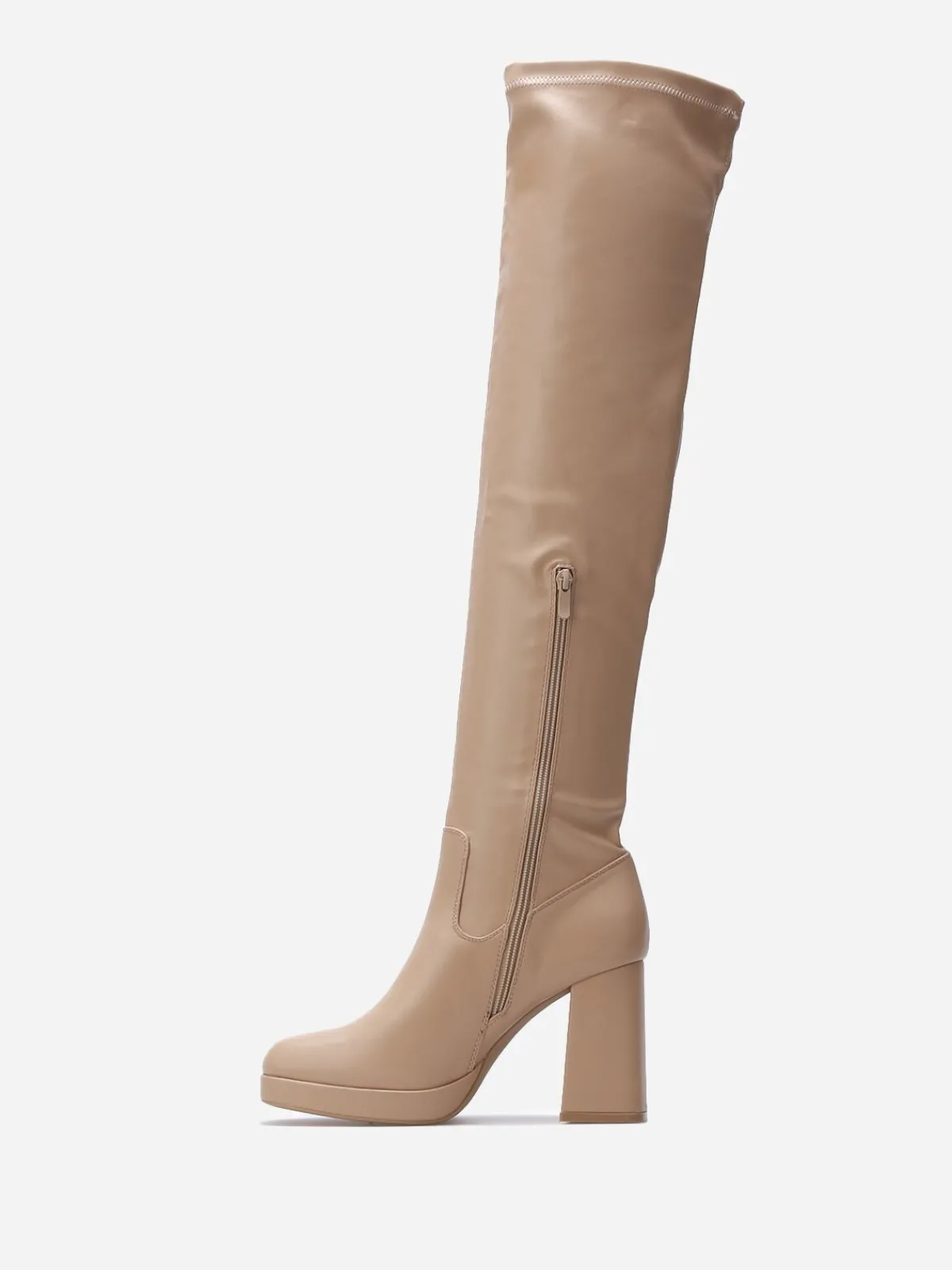 New La Modeuse Cuissardes à talon et bout carrés Taupe