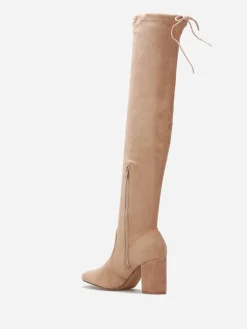 Discount La Modeuse Cuissardes à talon et cordon Taupe