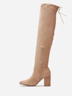 Discount La Modeuse Cuissardes à talon et cordon Taupe