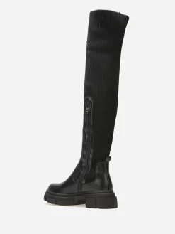 Outlet La Modeuse Cuissardes bi-matières à semelle chuncky Noir