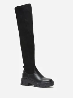 Online La Modeuse Cuissardes bi-matières semelle crantée Noir