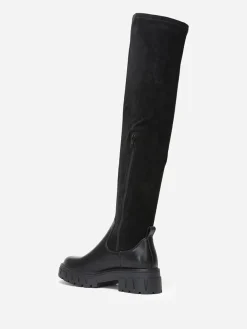 Online La Modeuse Cuissardes bi-matières semelle crantée Noir