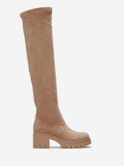 La Modeuse Cuissardes crantées en suédine Taupe