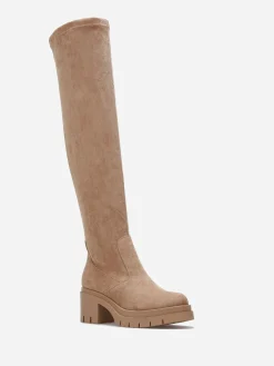 La Modeuse Cuissardes crantées en suédine Taupe