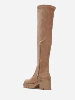 La Modeuse Cuissardes crantées en suédine Taupe