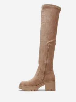 La Modeuse Cuissardes crantées en suédine Taupe