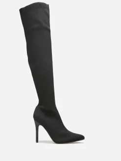 La Modeuse Cuissardes en maille à talon aiguille Noir
