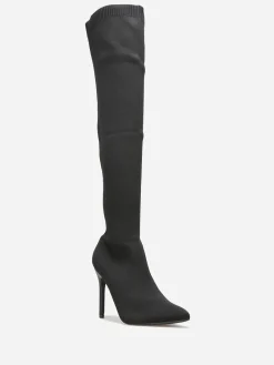 La Modeuse Cuissardes en maille à talon aiguille Noir