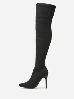 La Modeuse Cuissardes en maille à talon aiguille Noir