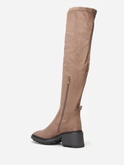 La Modeuse Cuissardes  en suédine à bout carré Taupe