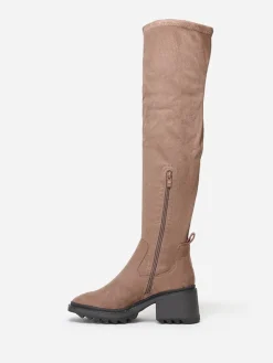 La Modeuse Cuissardes  en suédine à bout carré Taupe