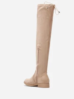 Clearance La Modeuse Cuissardes en suédine à cordon Taupe