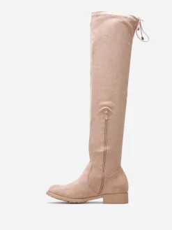 Clearance La Modeuse Cuissardes en suédine à cordon Taupe
