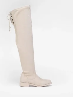 Sale La Modeuse Cuissardes  en suédine à laçage Beige
