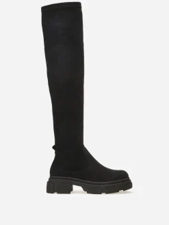 New La Modeuse Cuissardes en suédine à semelle crantée Noir