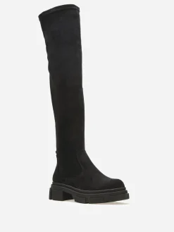 New La Modeuse Cuissardes en suédine à semelle crantée Noir