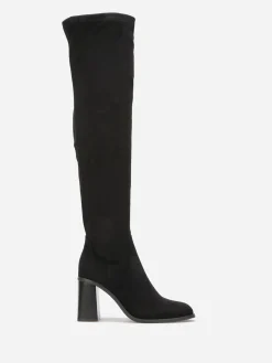 Best La Modeuse Cuissardes en suédine à talon Noir