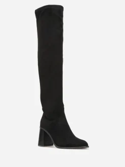 Best La Modeuse Cuissardes en suédine à talon Noir