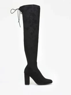 Best La Modeuse Cuissardes  en suédine à talon carré Noir