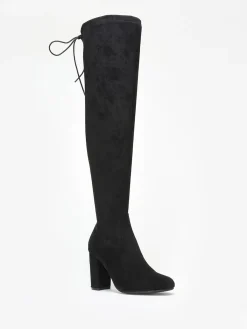 Best La Modeuse Cuissardes  en suédine à talon carré Noir