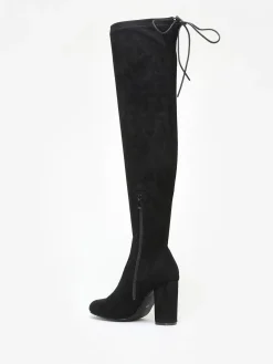 Best La Modeuse Cuissardes  en suédine à talon carré Noir