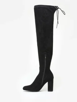Best La Modeuse Cuissardes  en suédine à talon carré Noir