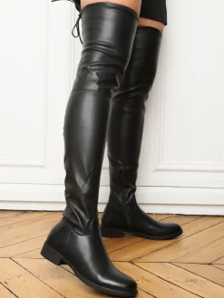 New La Modeuse Cuissardes plates en simili Noir