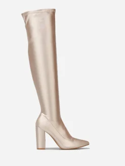 Online La Modeuse Cuissardes satinées à talon Beige