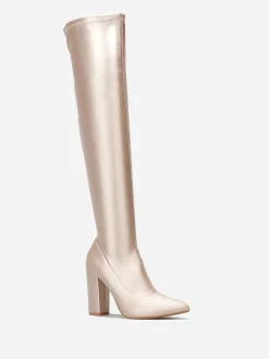 Online La Modeuse Cuissardes satinées à talon Beige