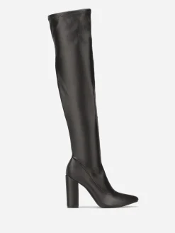 Outlet La Modeuse Cuissardes satinées à talon Noir