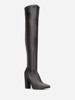 Outlet La Modeuse Cuissardes satinées à talon Noir