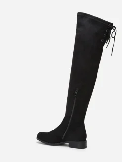 Hot La Modeuse Cuissardes suédine à laçage Noir